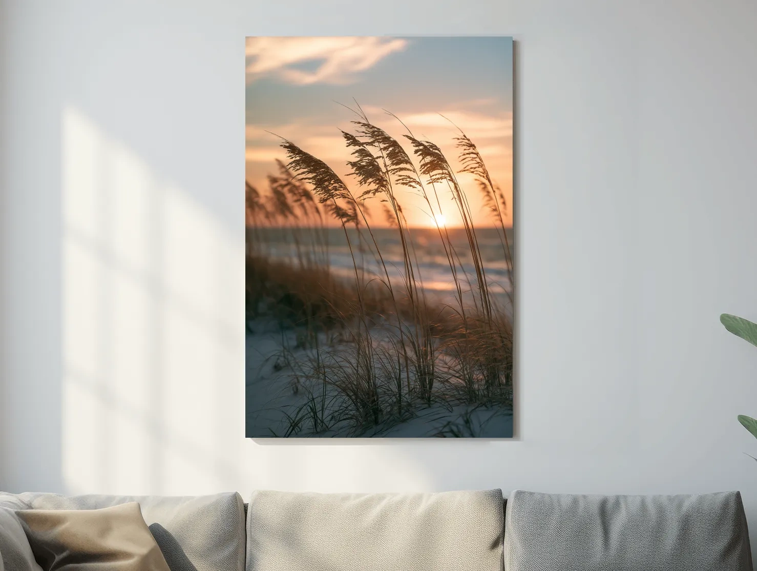 Boho Sea Oats at Golden Sunset - Photographic Beach Wall Art