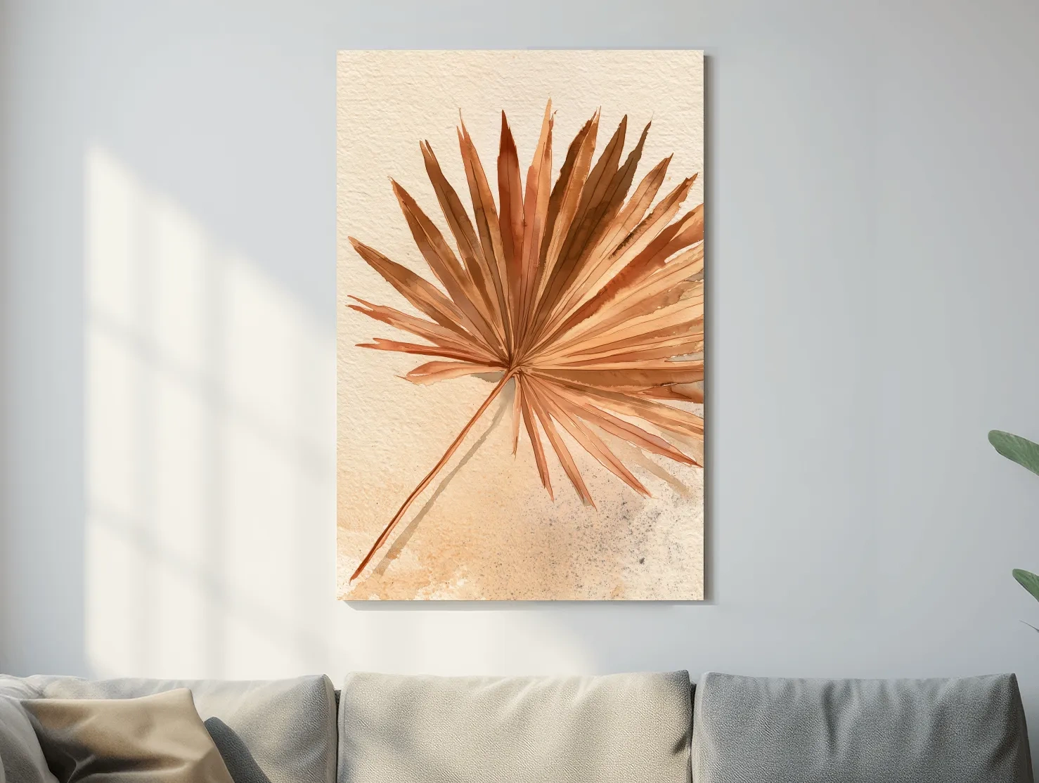 Minimalist Tropical Palm Frond - Boho Watercolour Botanical Wall Art
