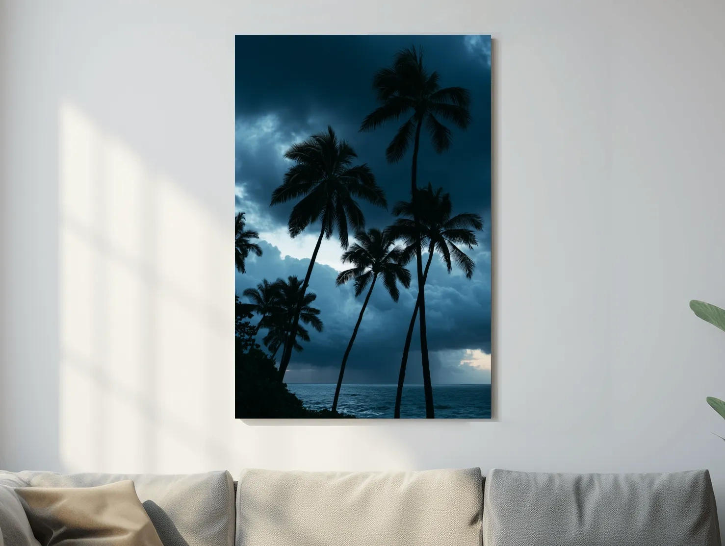 Misty Tropical Palm Trees - Dramatic Ocean Photographic Wall Art