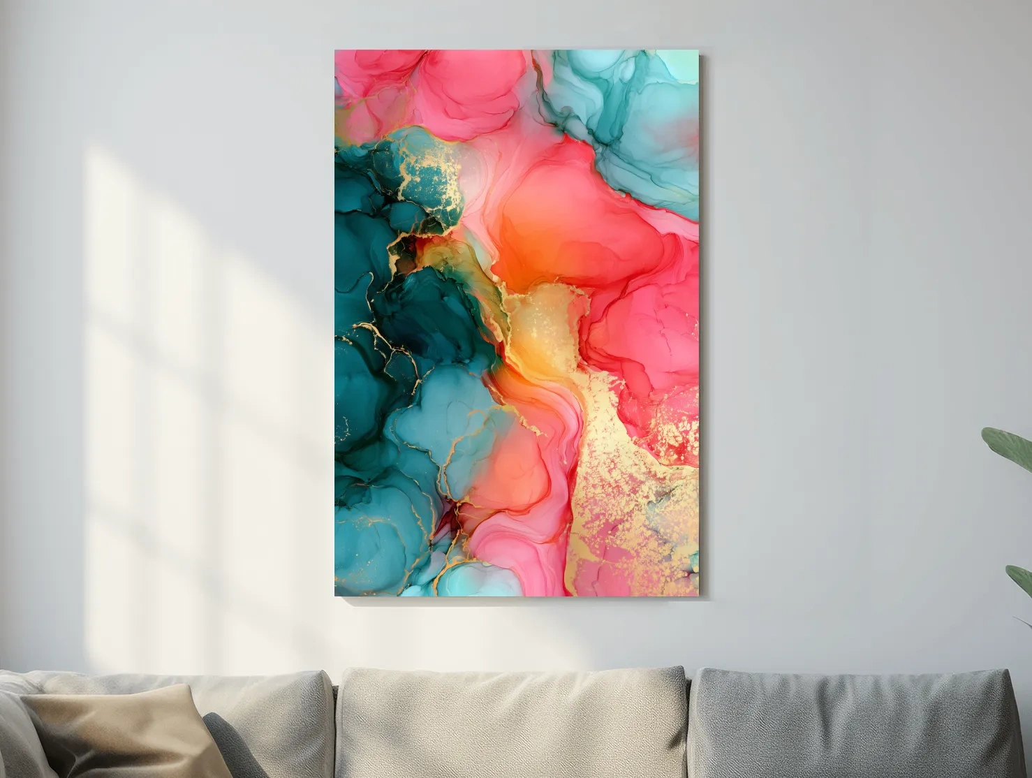 Abstract Alcohol Ink Flow - Fluid Gold Vein Wall Art