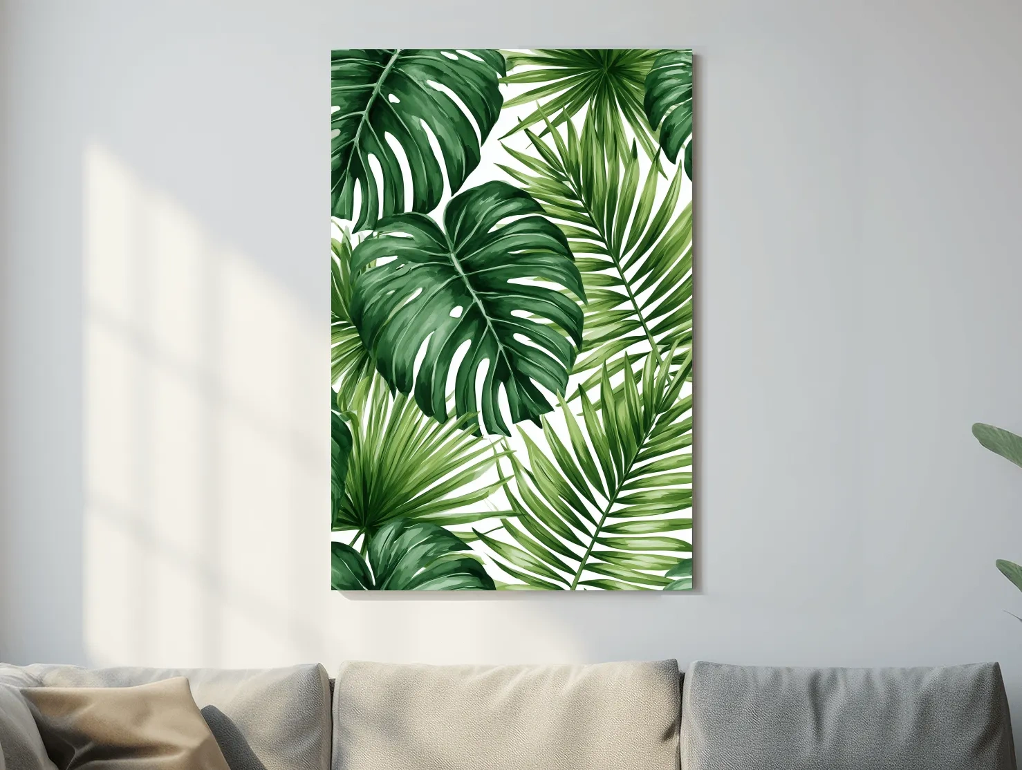 Tropical Monstera Palm Leaves - Watercolour Botanical Wall Art