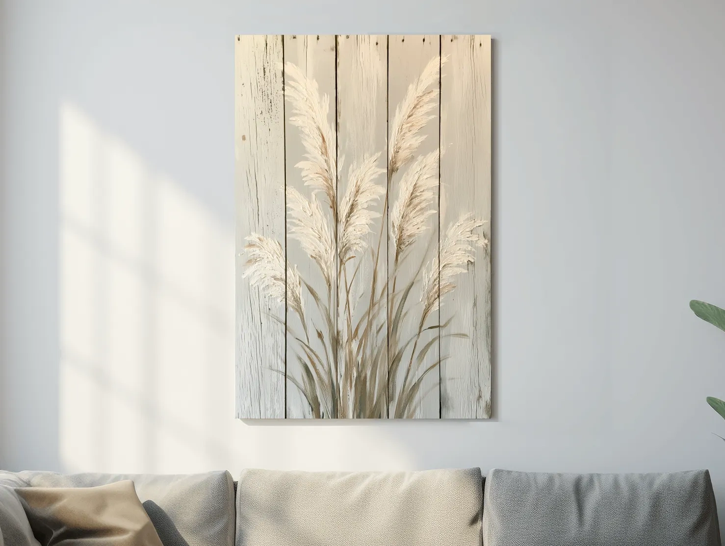 Rustic Pampas Grass Painting - Coastal Botanical Wall Art