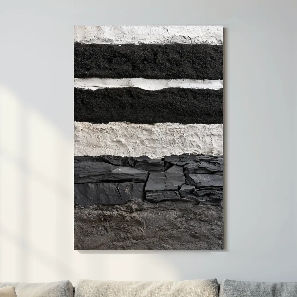 Layered Stone Strata Design - Abstract Mixed Media Wall Art