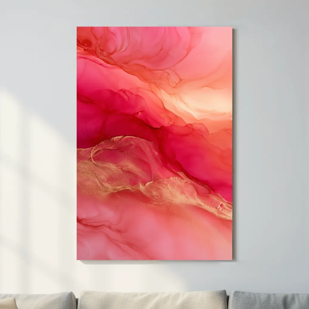 Abstract Agate Fluid Ink Design - Surreal Sunset Wall Art