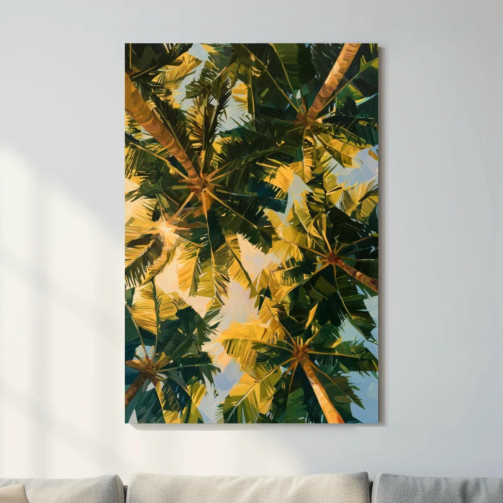 Abstract Tropical Palm Canopy Painting - Exotic Botanical Wall Art