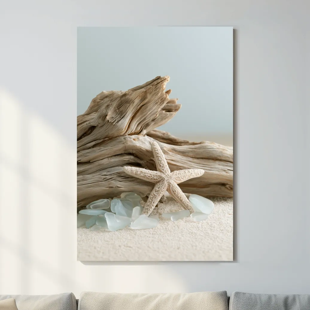 Driftwood Starfish Sea Glass Still Life - Photographic Beach Wall Art
