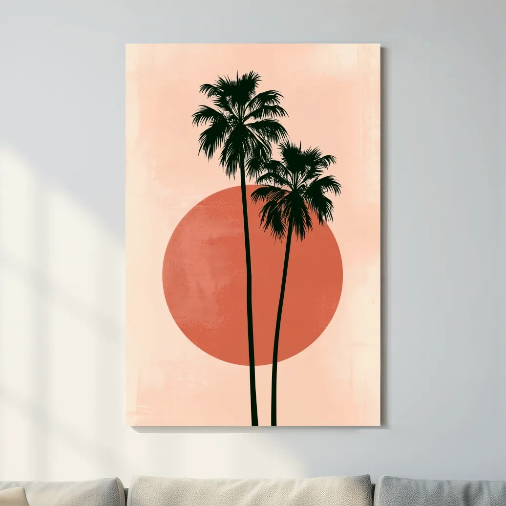 Mid-Century Tropical Palm Silhouette - Minimalist Geometric Wall Art