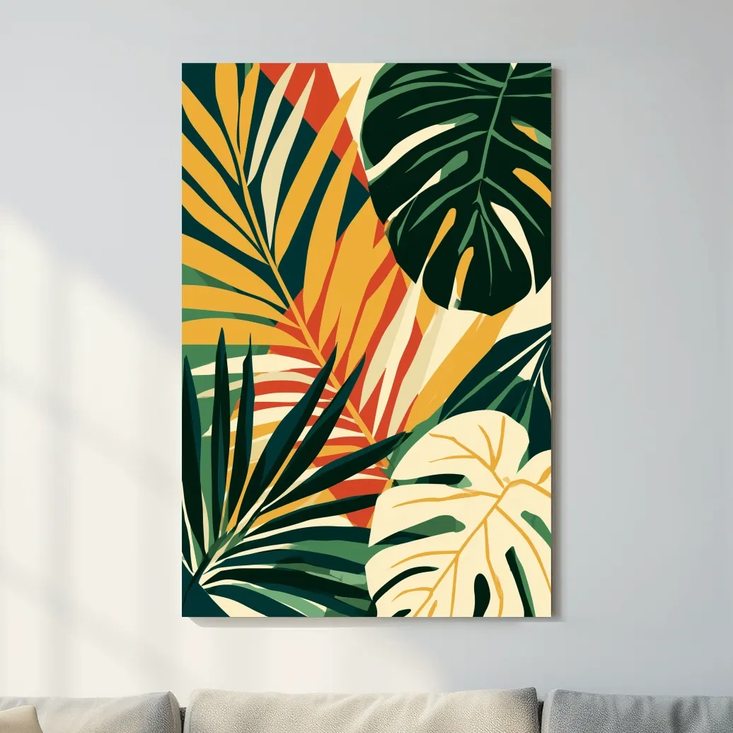 Mid-Century Tropical Palm Leaf Vector Art - Retro Botanical Wall Art