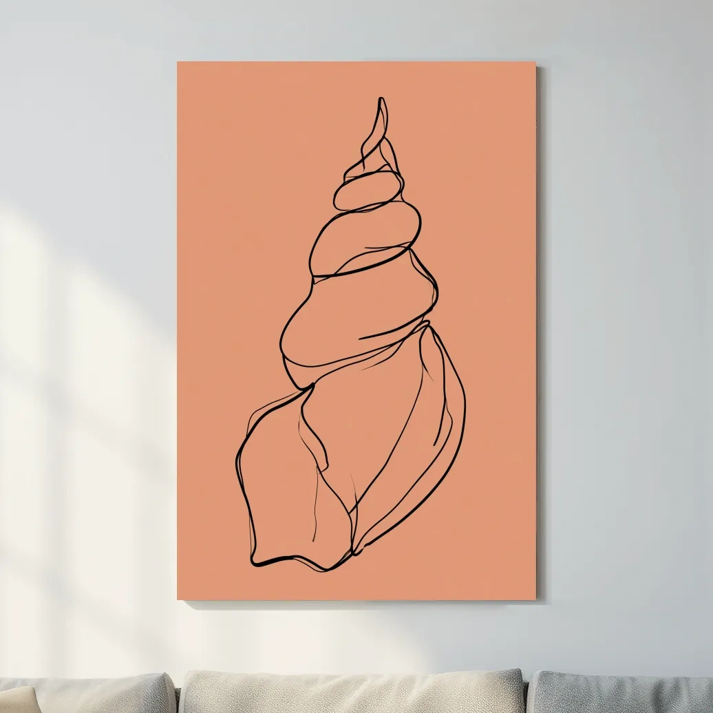 Minimalist Seashell Line Illustration - Boho Coastal Wall Art