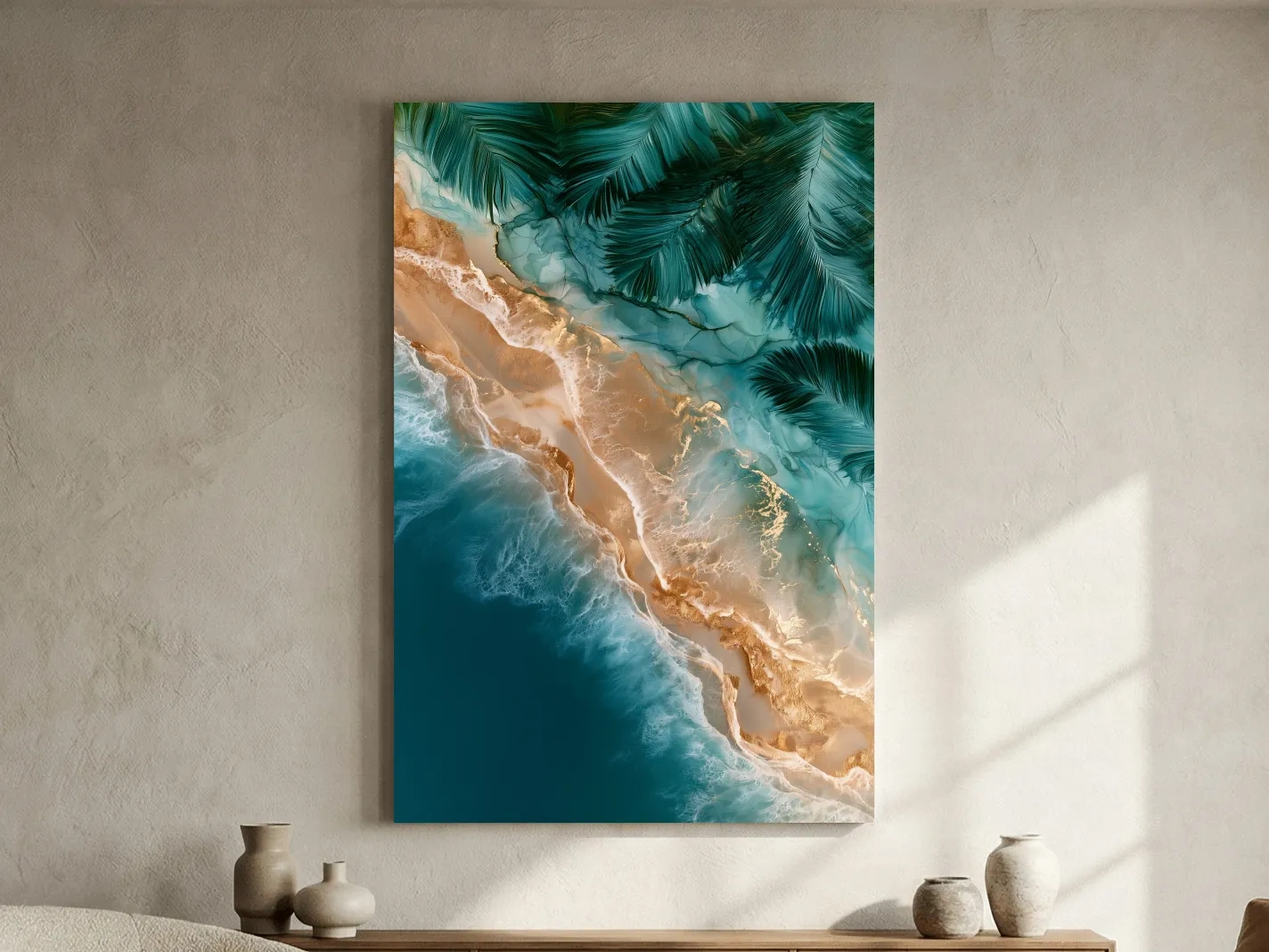Surreal Aerial Tropical Shoreline - Abstract Mixed Media Wall Art
