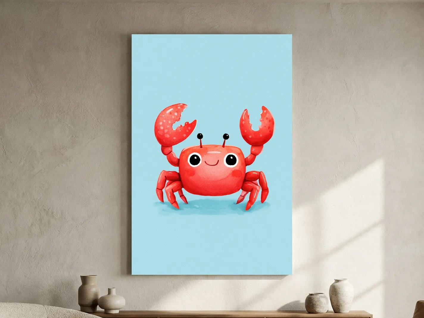 Cute Baby Crab Illustration - Underwater Nursery Marine Life Art