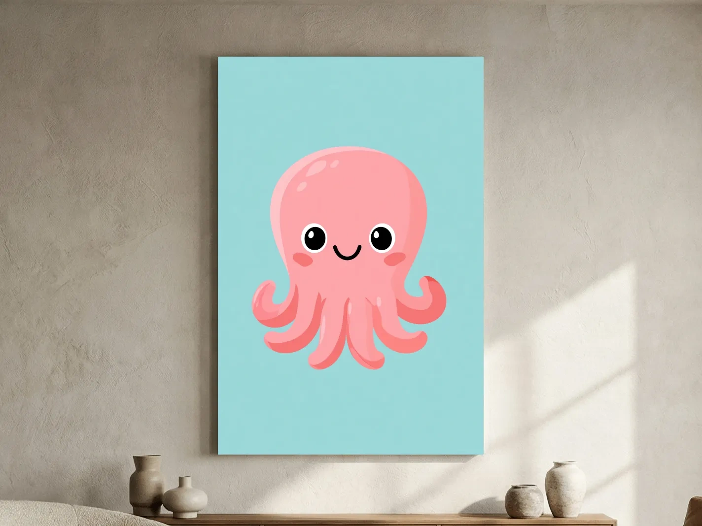 Cute Baby Squid Illustration - Underwater Nursery Marine Life Art