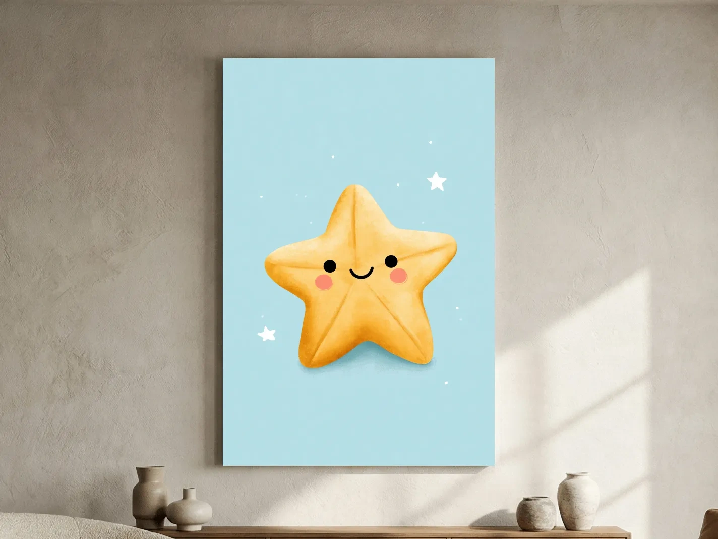 Cute Baby Starfish Underwater Illustration - Nursery Marine Life Wall Art