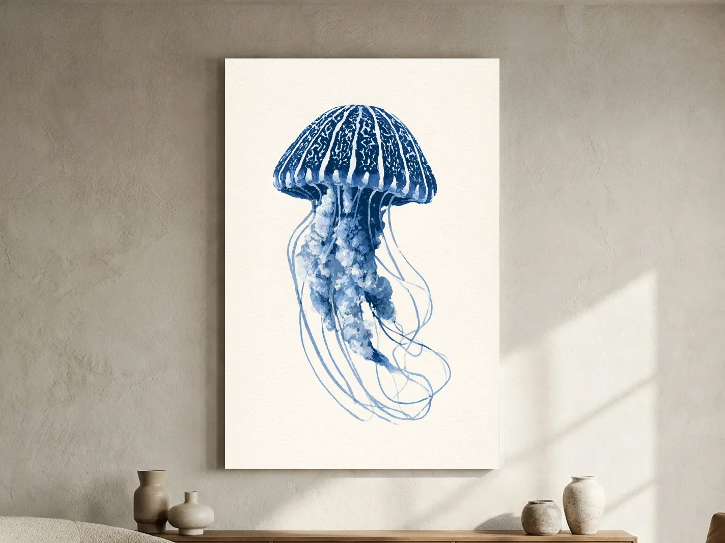 Hamptons Jellyfish Watercolour - Minimalist Marine Life Wall Art