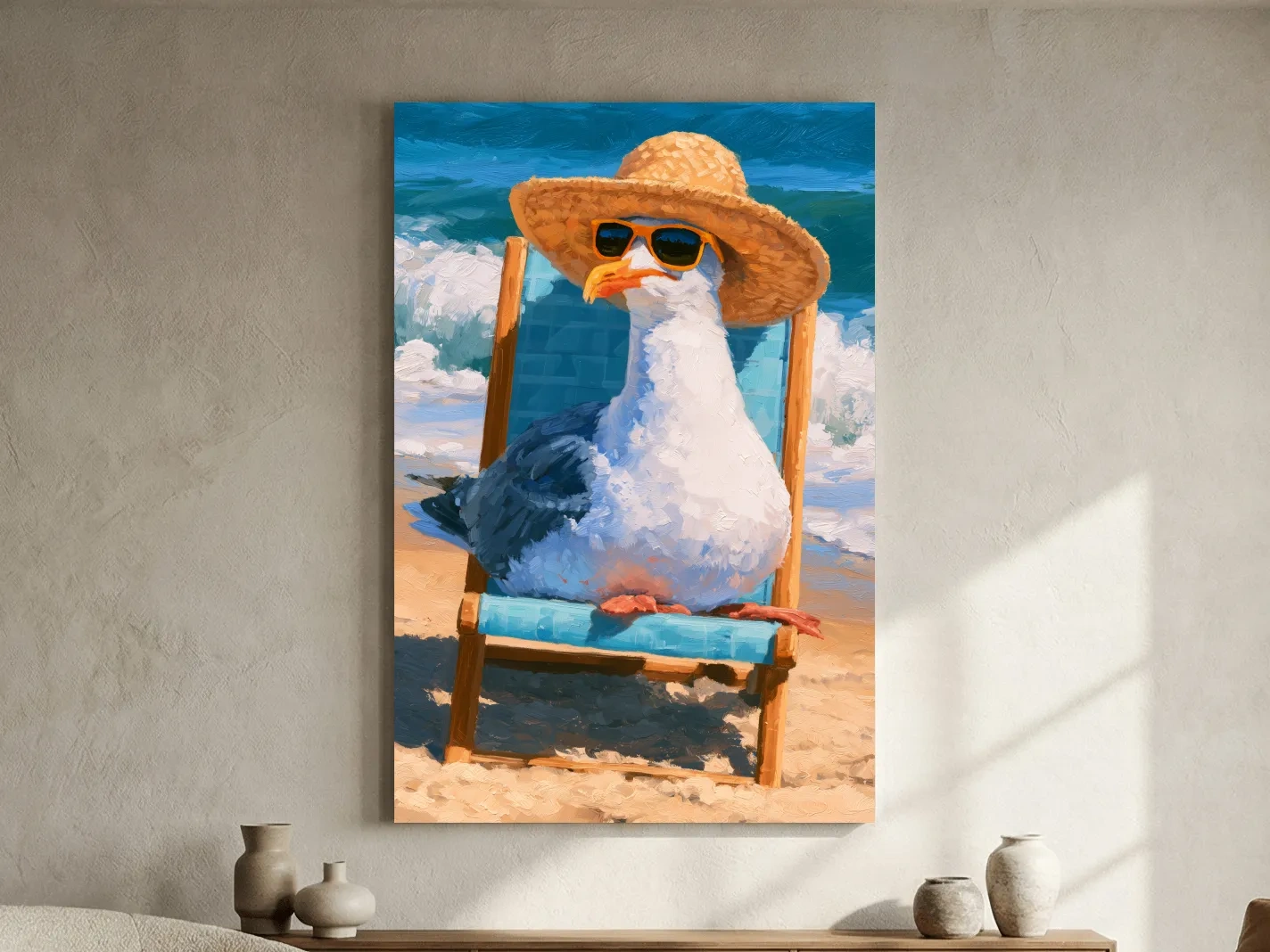 Playful Seagull In Sunglasses Painting - Coastal Wall Art