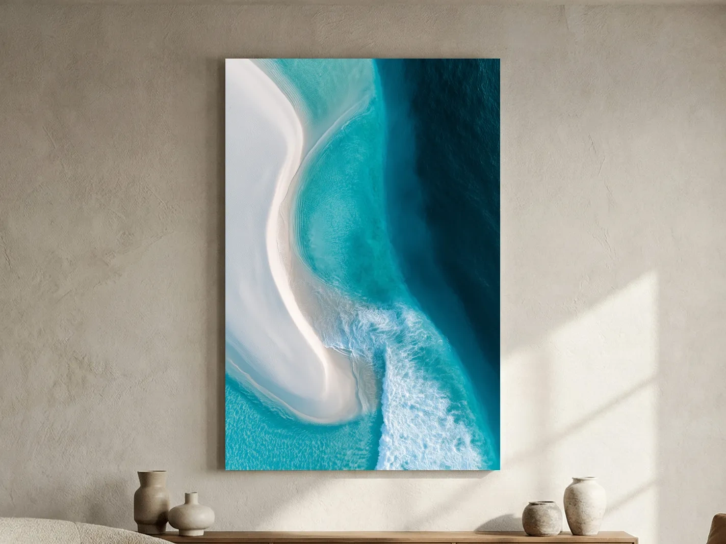 Tropical Aerial Sandbar Waves - Abstract Photographic Ocean Wall Art