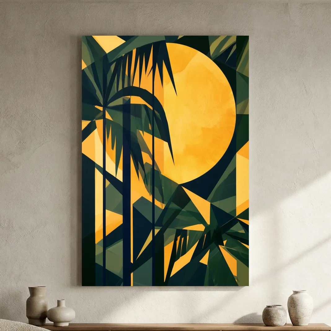 Geometric Tropical Palm Leaves - Mid-Century Abstract Wall Art