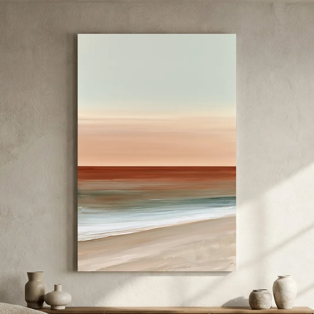 Minimalist Boho Ocean Horizon - Abstract Watercolour Wall Art