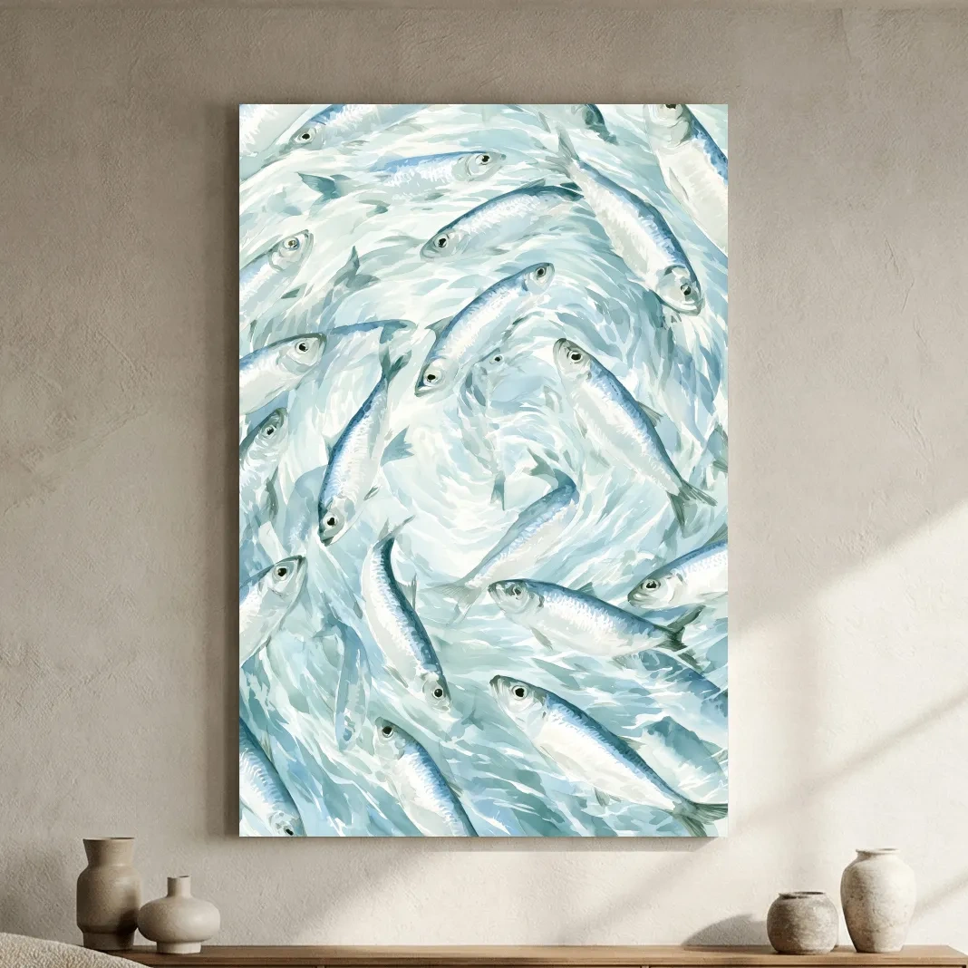 Whimsical School Of Fish Painting - Watercolor Marine Life Wall Art