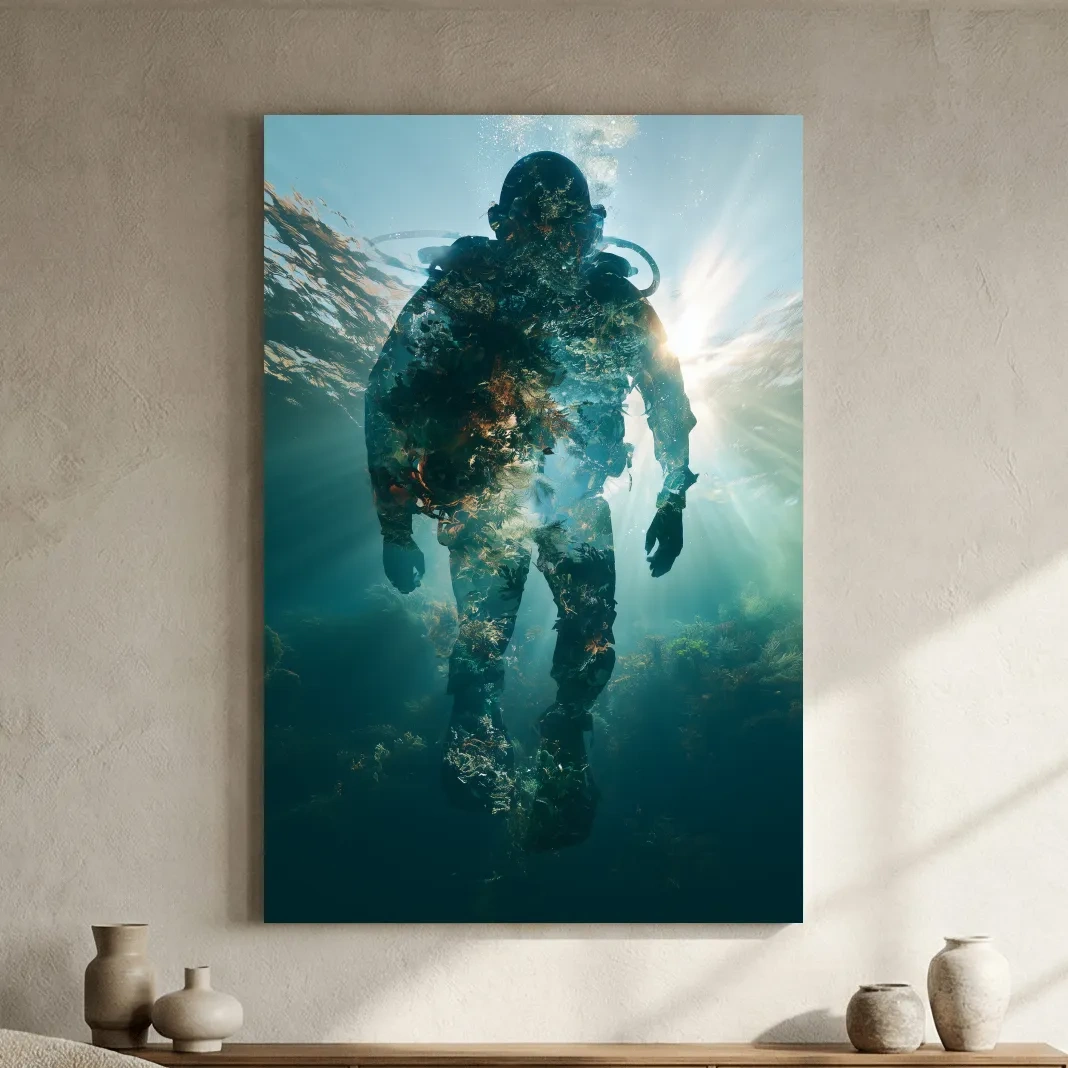 Surreal Scuba Diver Double Exposure - Photographic Wall Art