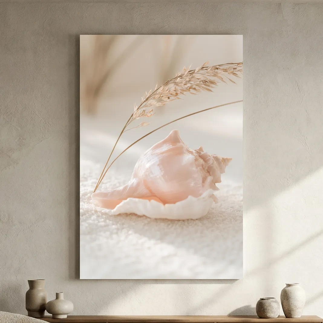 Pearlescent Conch Shell Still Life - Photographic Coastal Wall Art