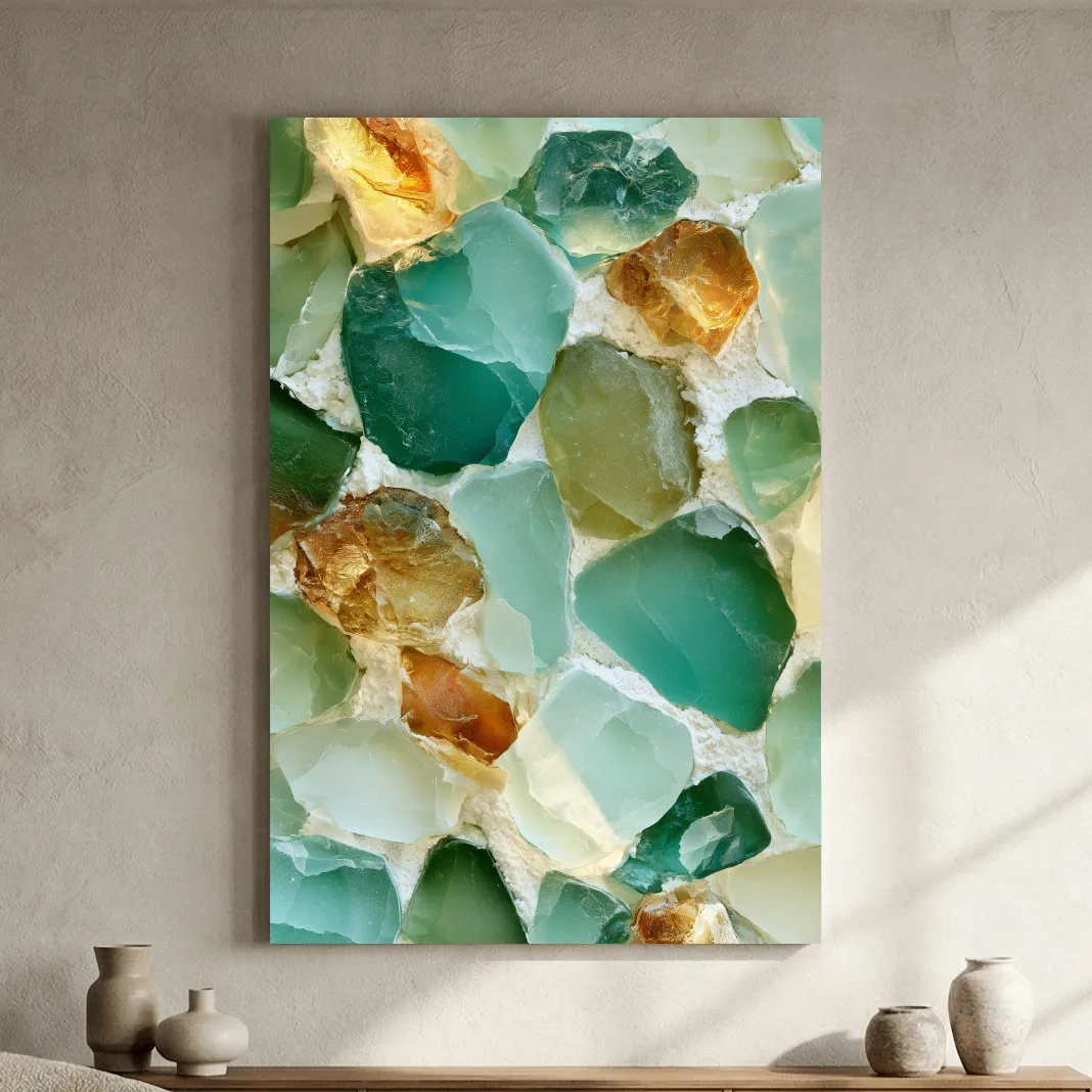 Sea Glass Pebble Mosaic - Natural Abstract Wall Art