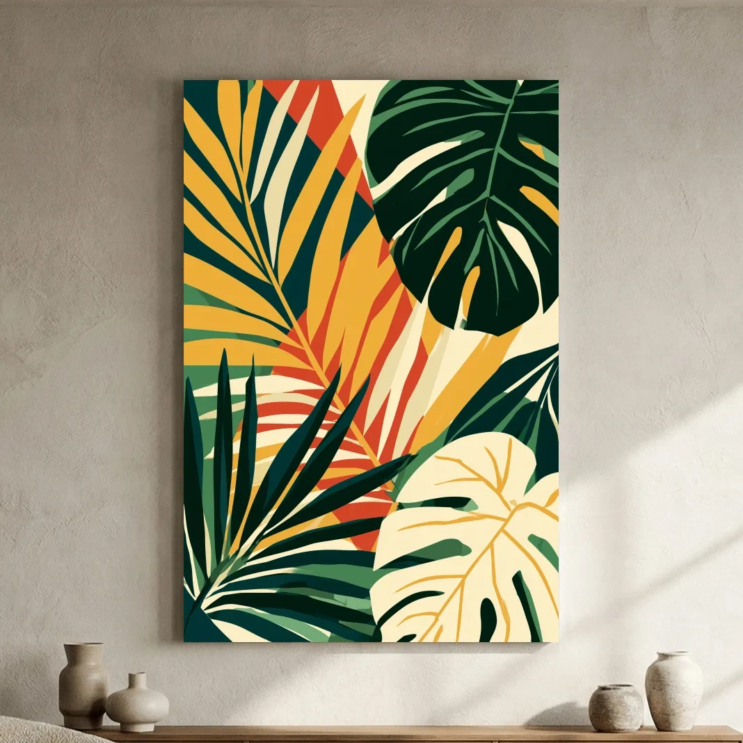 Mid-Century Tropical Palm Leaf Vector Art - Retro Botanical Wall Art