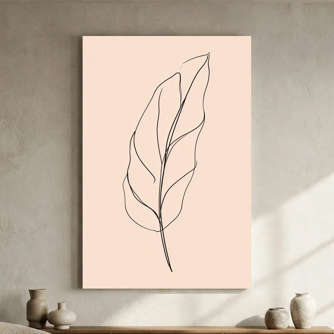 Minimalist Banana Leaf Line Art - Boho Botanical Illustration