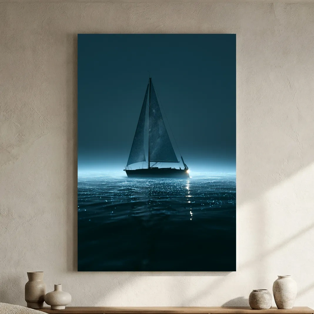 Surreal Sailboat Double Exposure - Photographic Ocean Wall Art