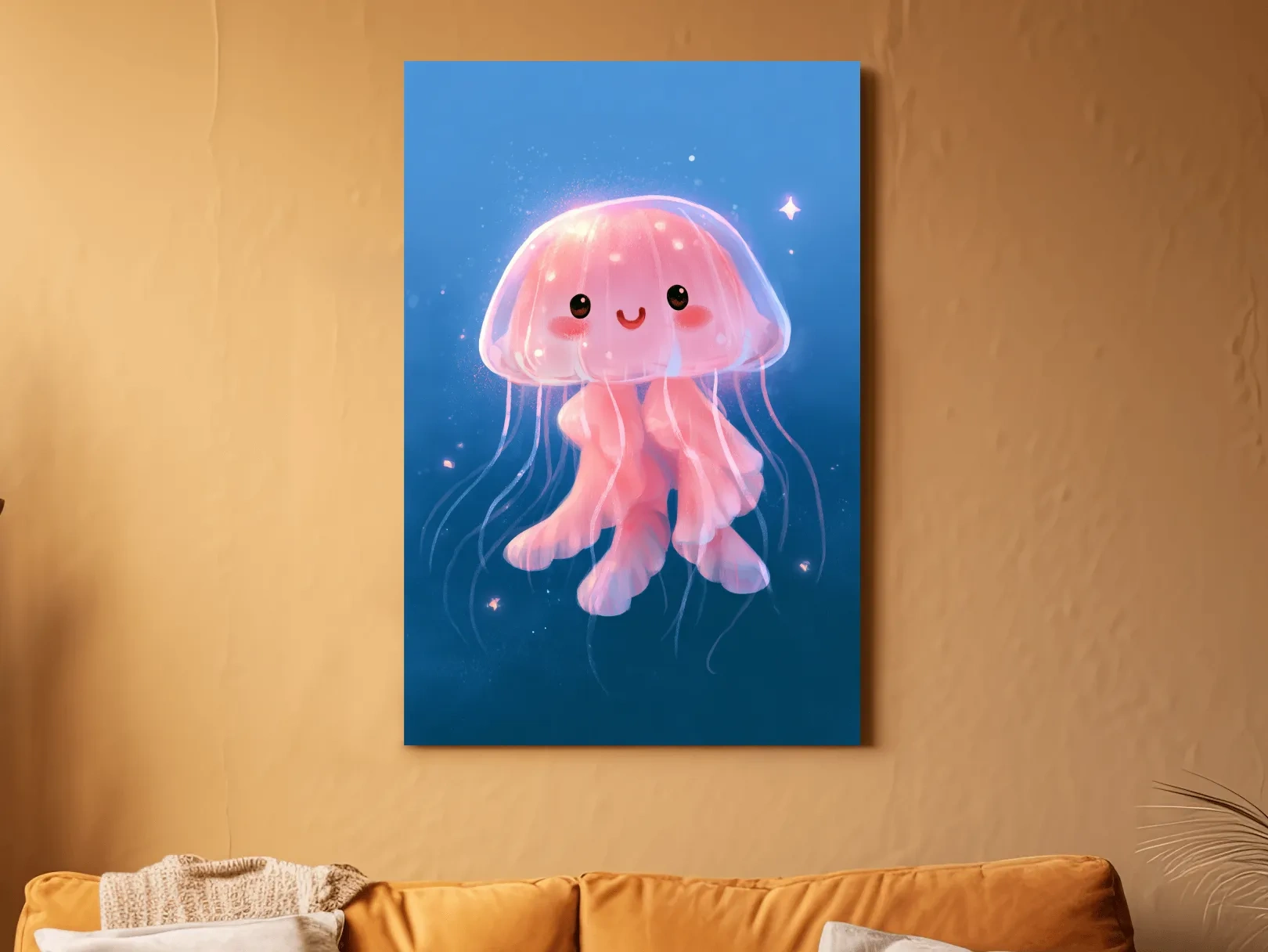 Cute Baby Jellyfish Underwater Illustration - Whimsical Nursery Marine Life Art