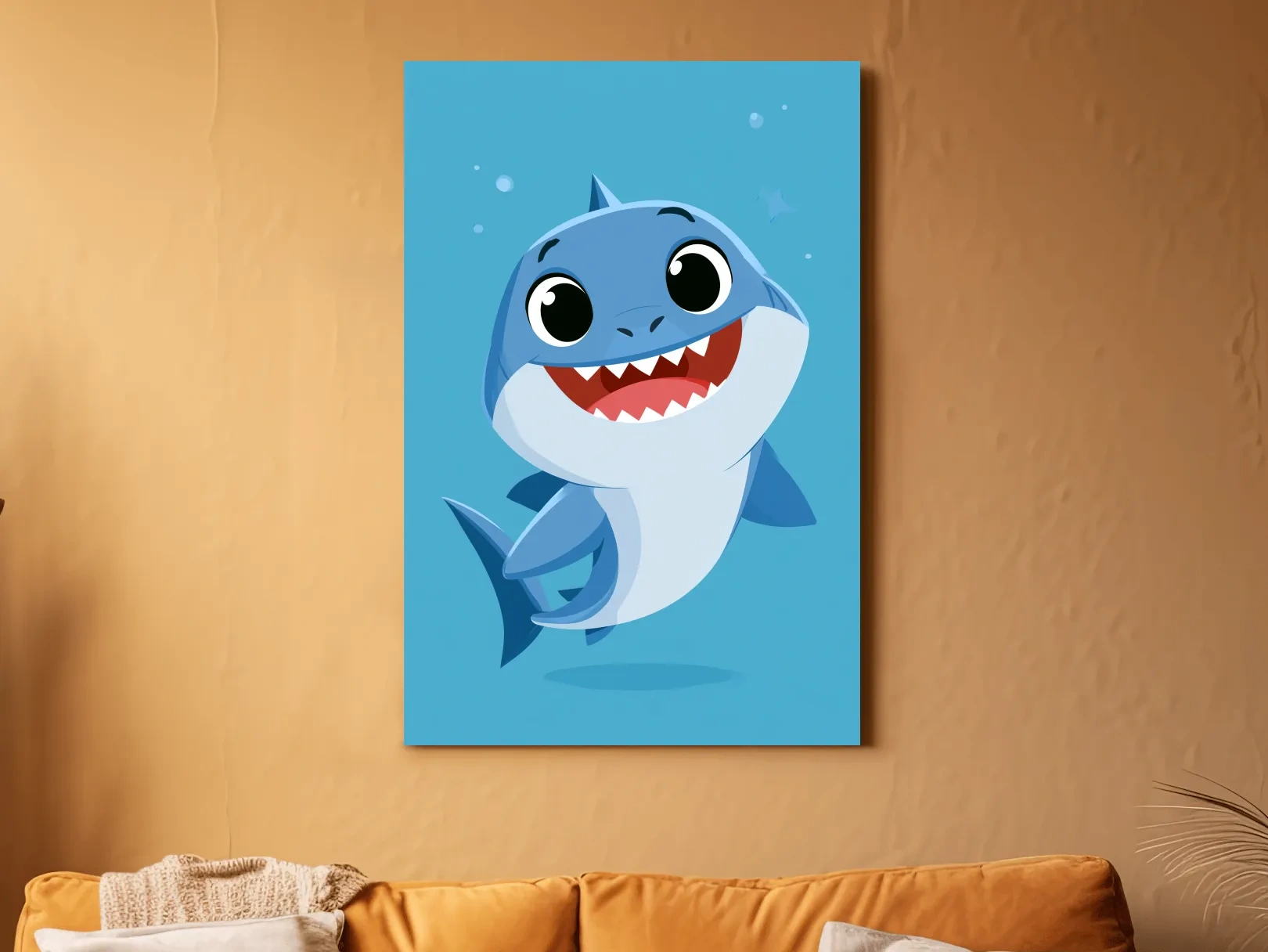 Cute Baby Shark Vector Illustration - Underwater Nursery Marine Life Art