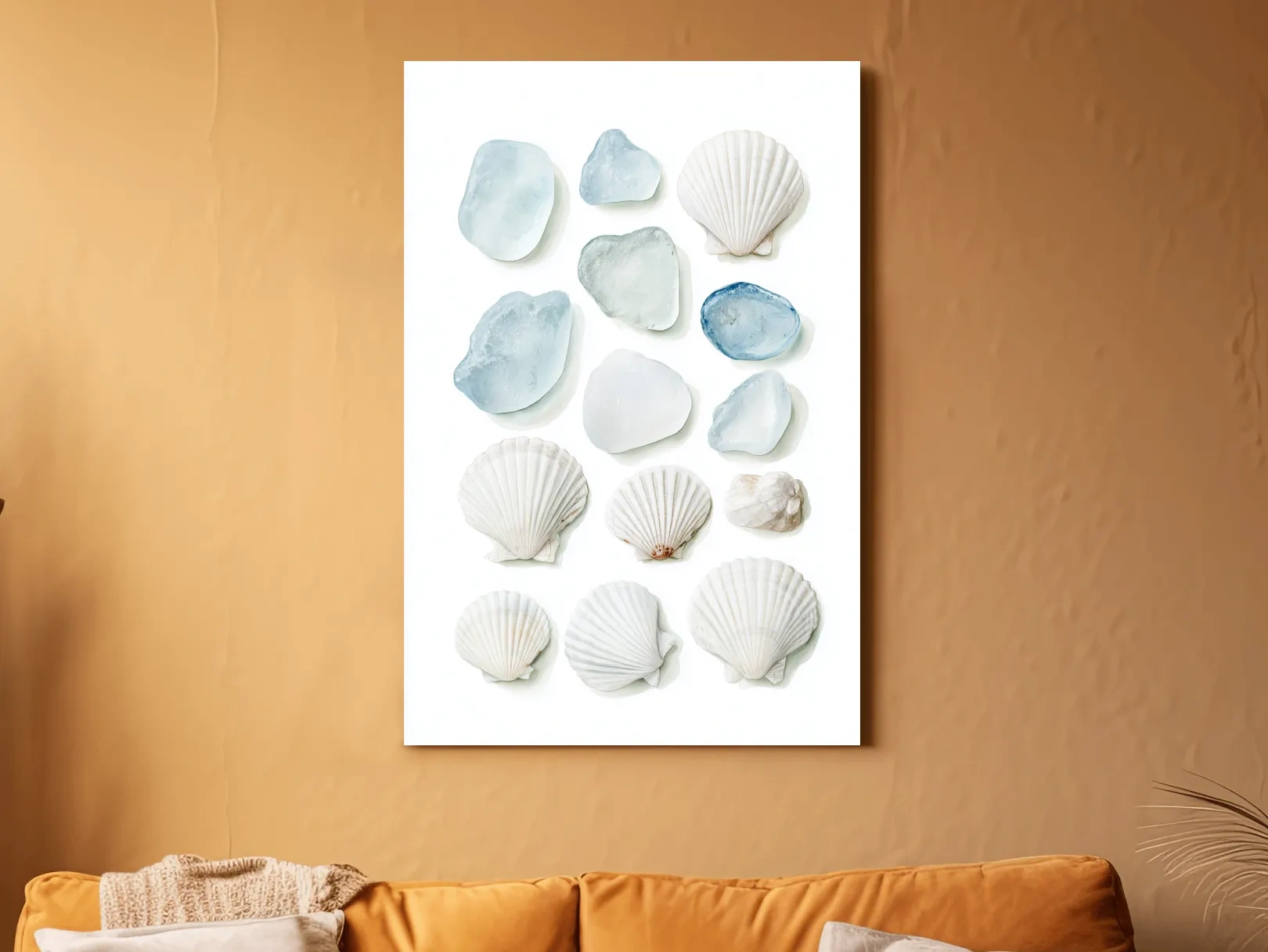 Sea Glass and Scallop Shell Collection - Minimalist Photographic Coastal Wall Art