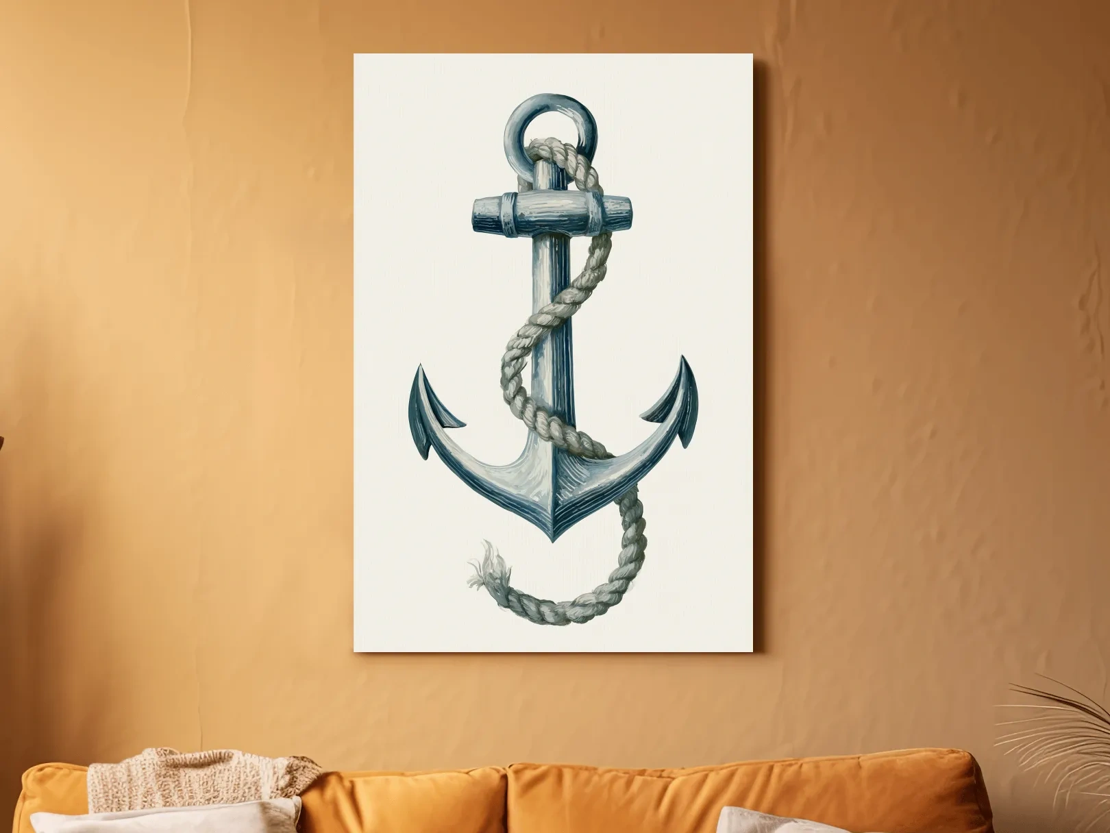 Hamptons Anchor and Rope Illustration - Minimalist Nautical Wall Art