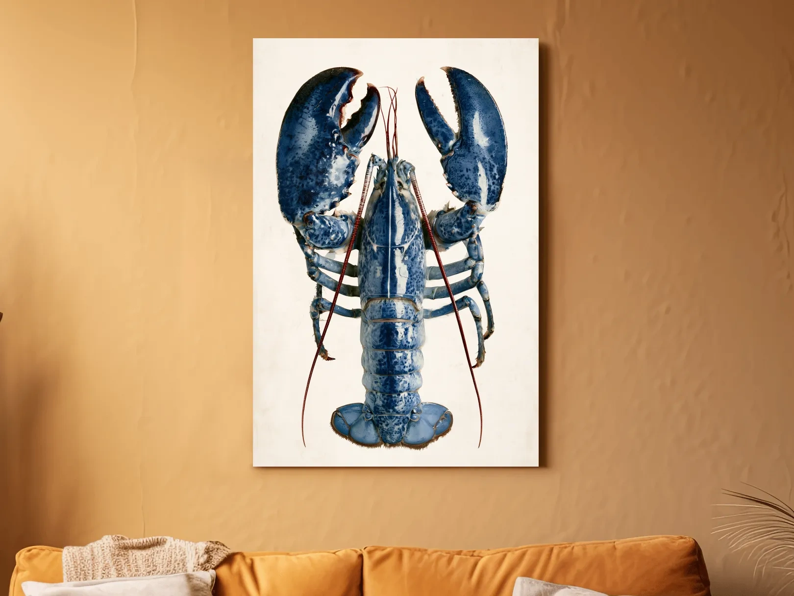 Hamptons Lobster Illustration - Minimalist Coastal Marine Life Wall Art