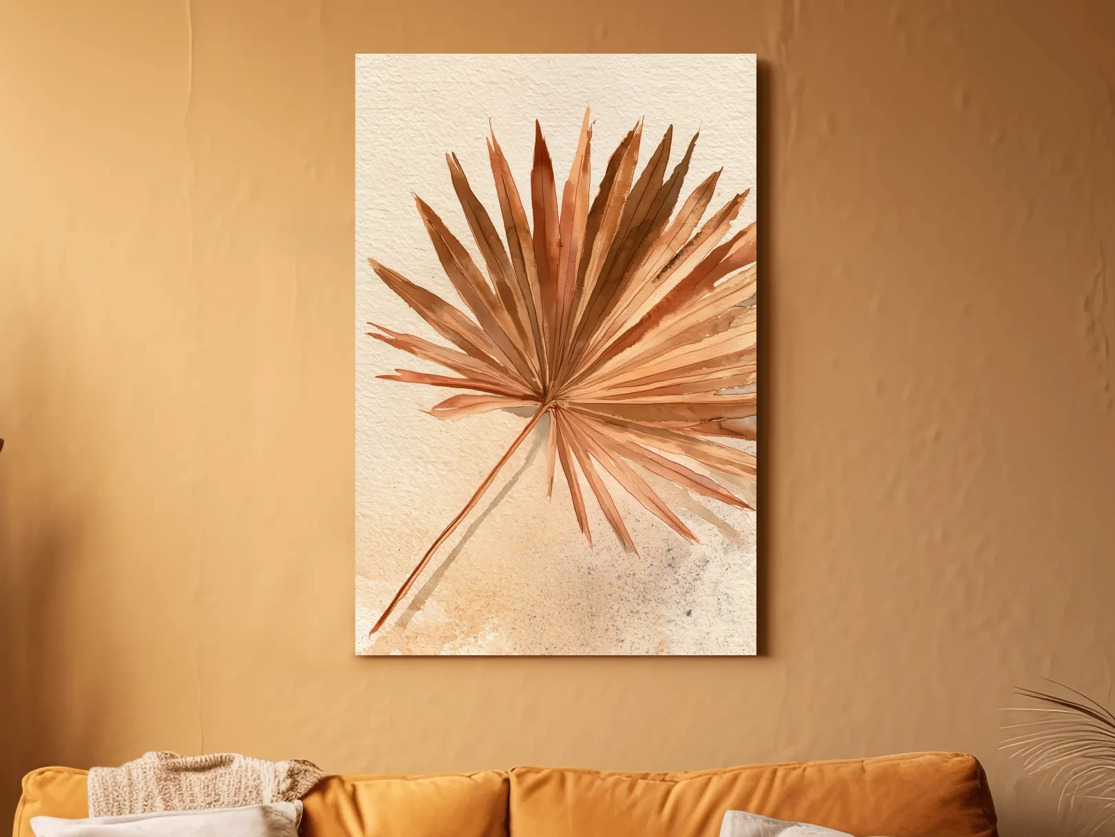 Minimalist Tropical Palm Frond - Boho Watercolour Botanical Wall Art