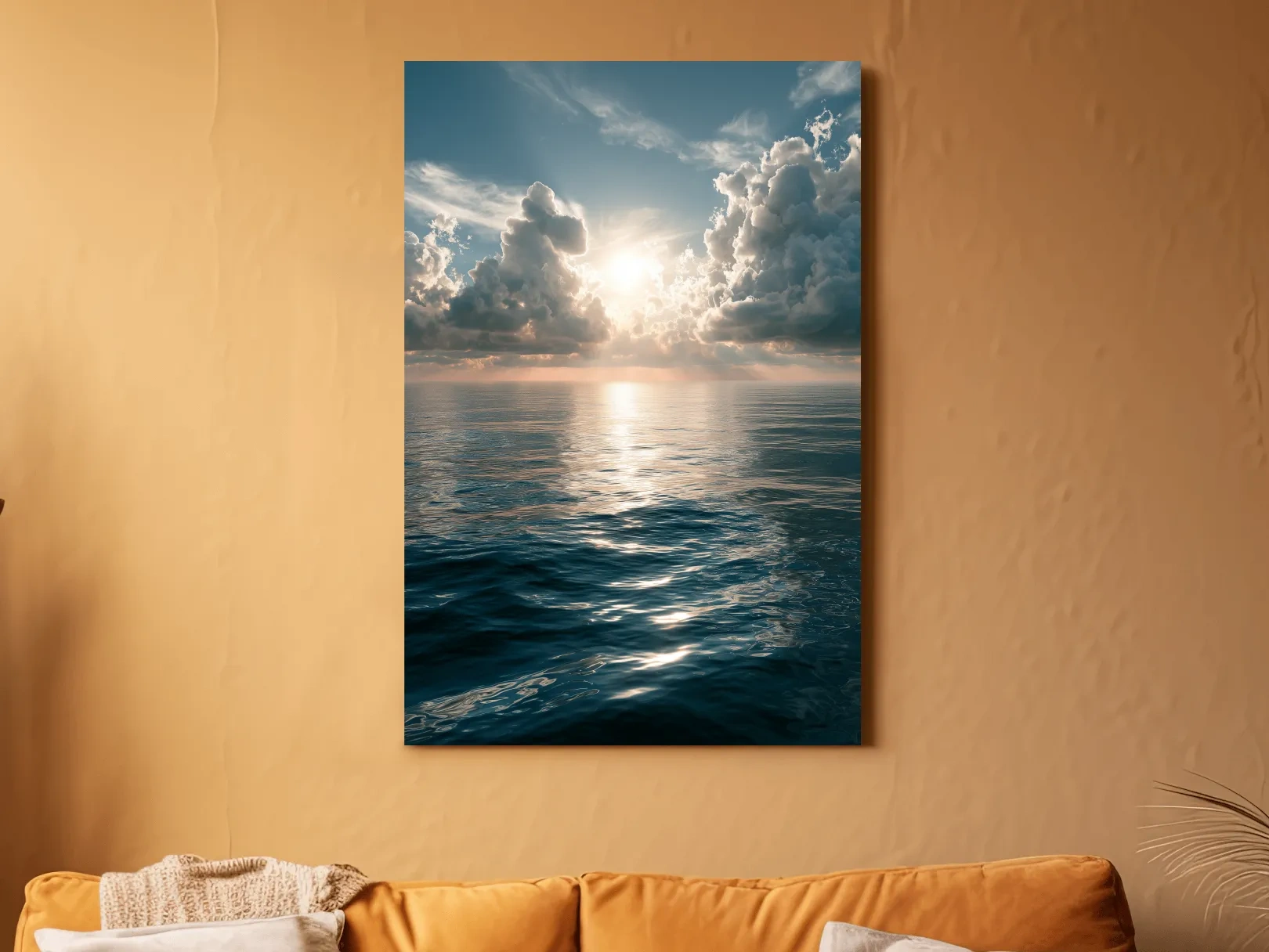 Dramatic Sunlit Ocean Horizon - Moody Seascape Wall Art