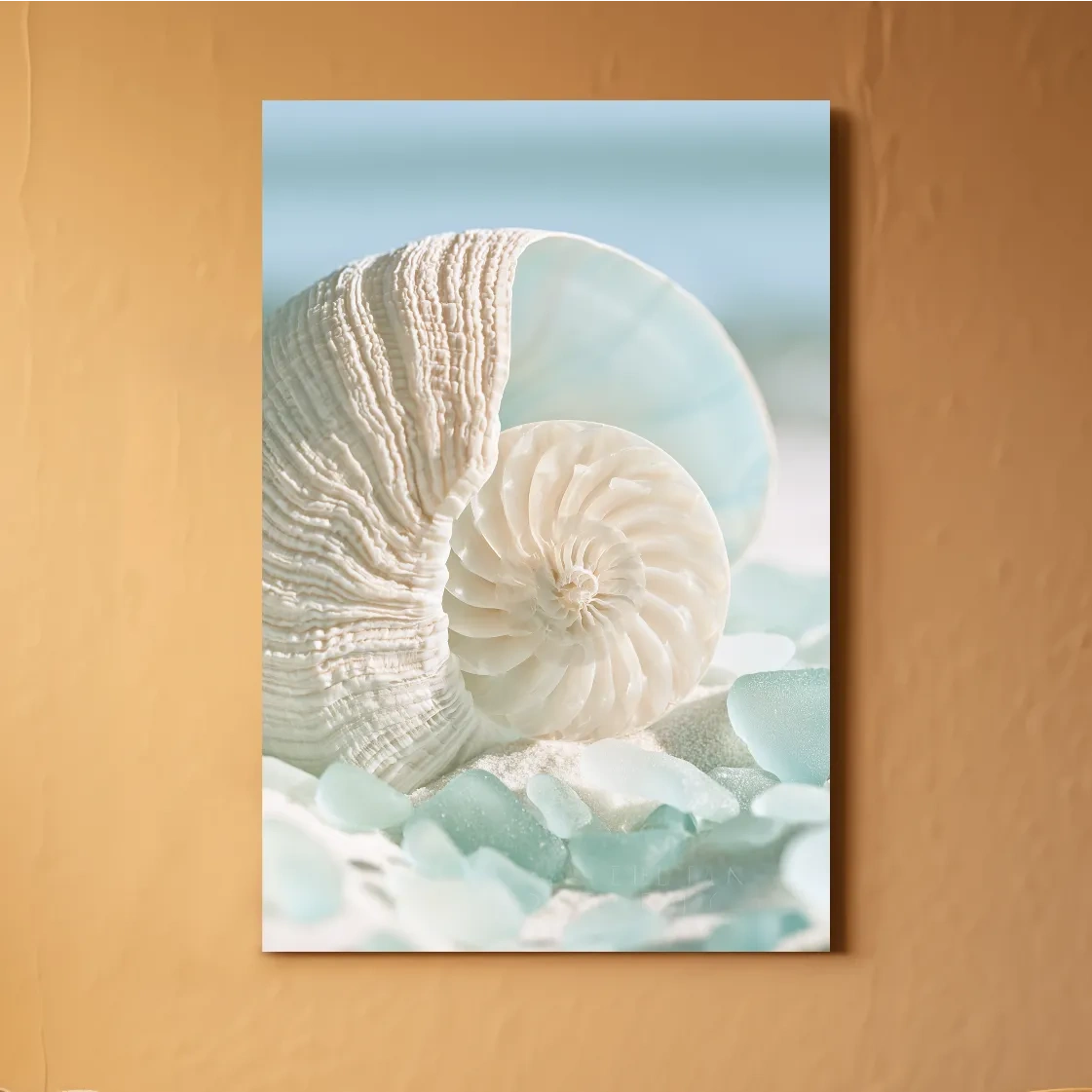 Nautilus Shell Sea Glass Still Life - Photographic Coastal Wall Art
