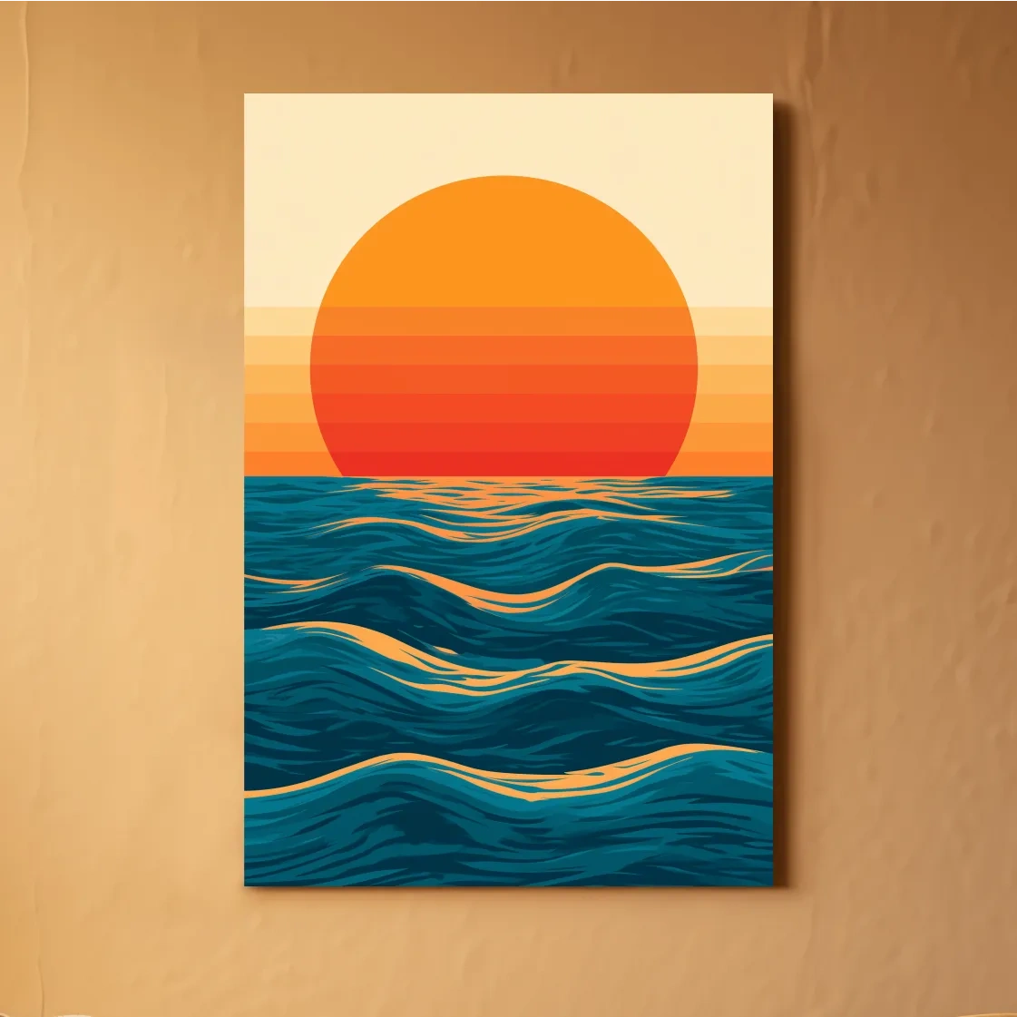Mid-Century Ocean Sunset - Vector Ocean Wall Art