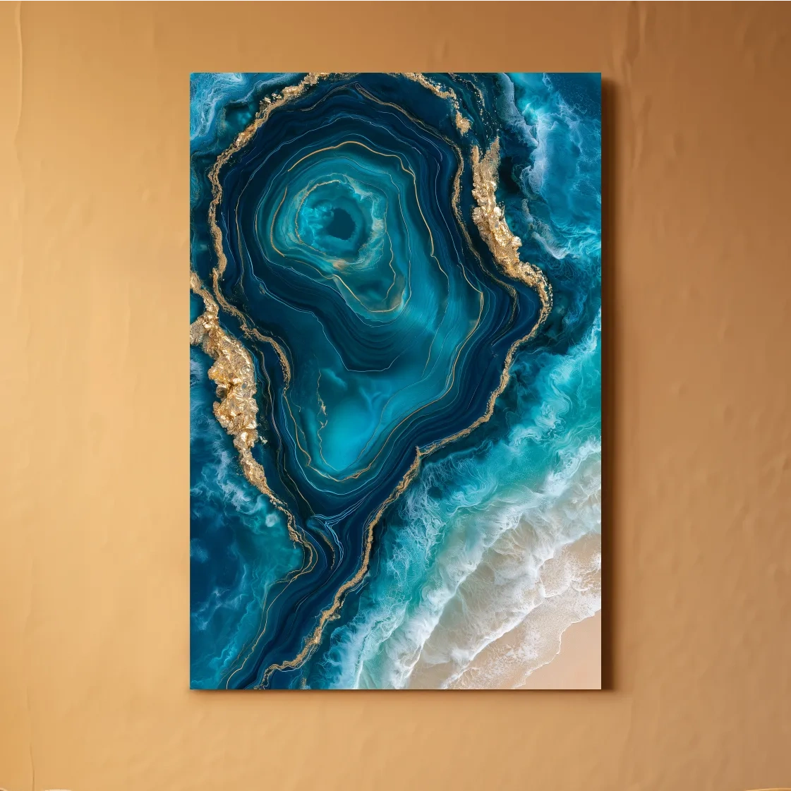 Ocean Geode Resin Design - Abstract Natural Mineral Wall Art