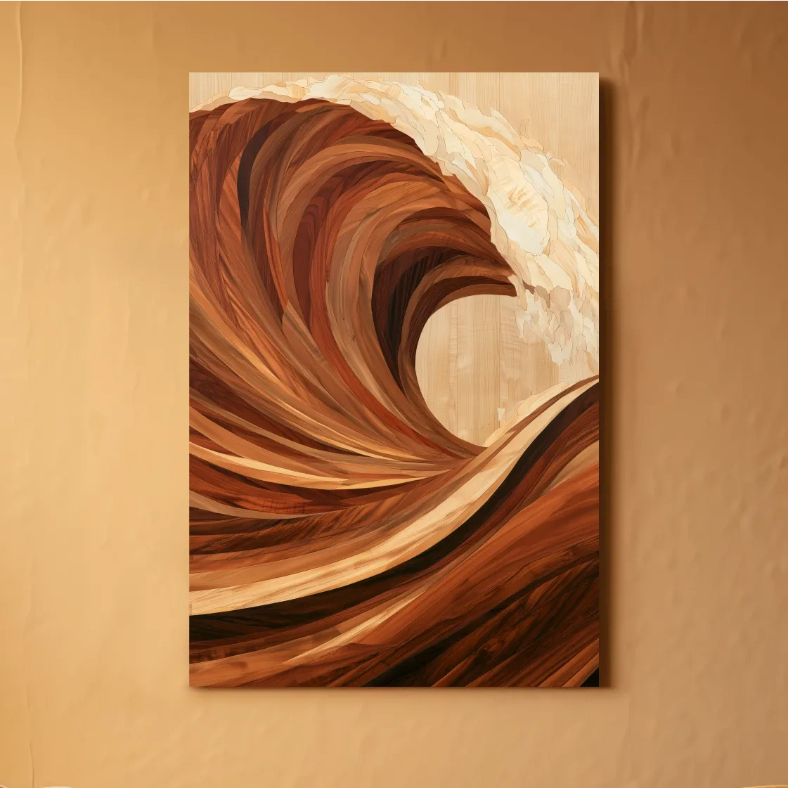 Wood Intarsia Crashing Wave - Ocean Wall Art