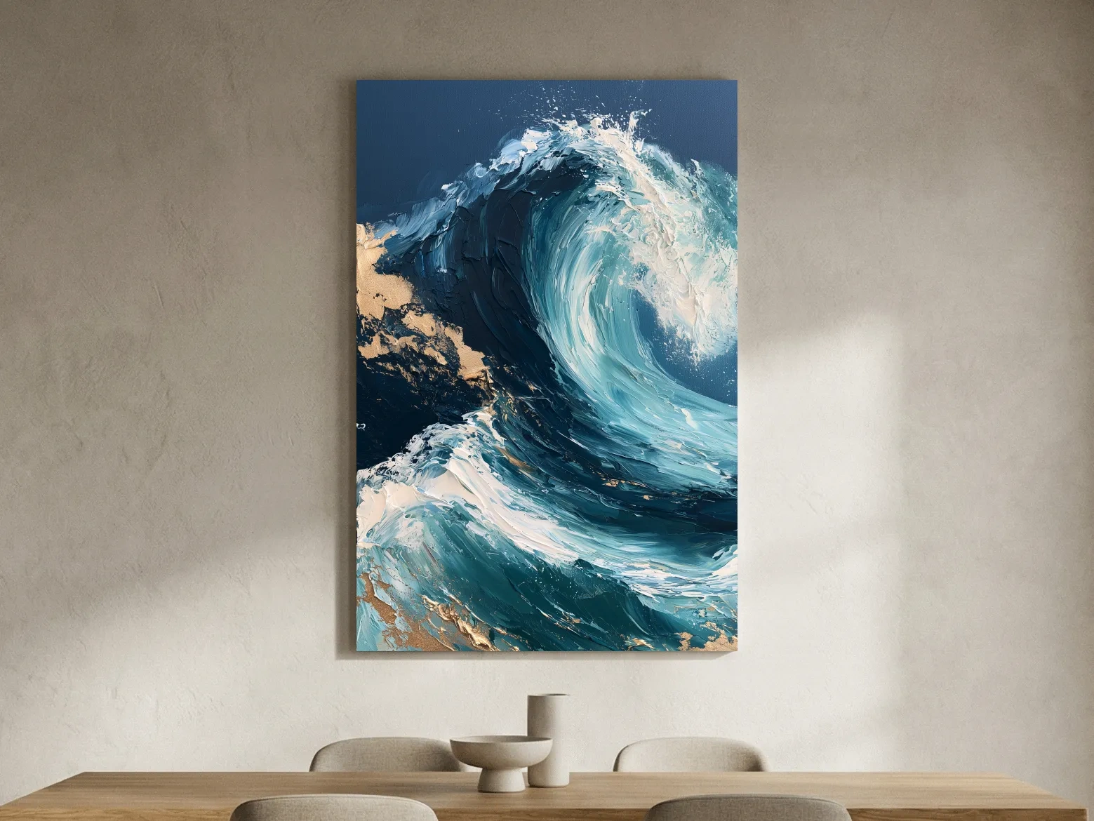 Luxe Crashing Wave Painting - Abstract Ocean Wall Art