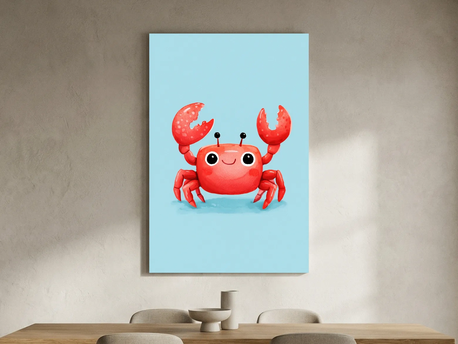 Cute Baby Crab Illustration - Underwater Nursery Marine Life Art