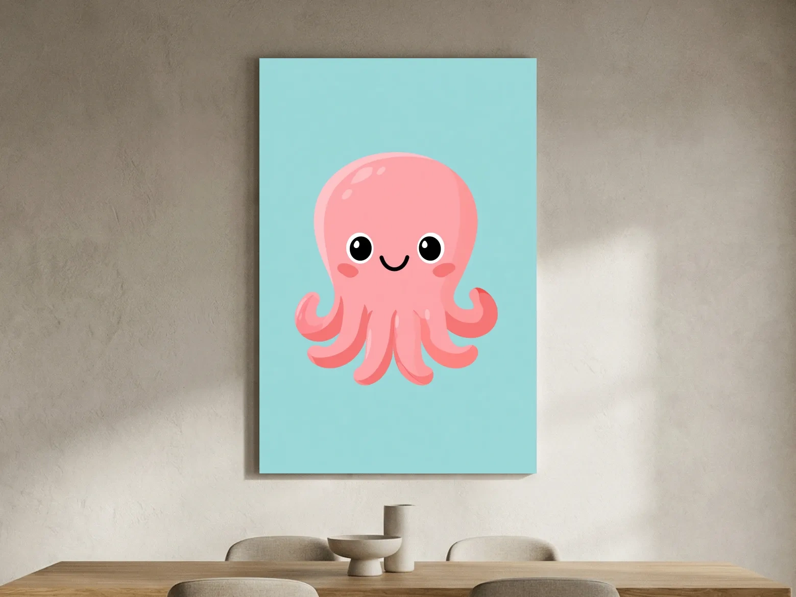 Cute Baby Squid Illustration - Underwater Nursery Marine Life Art
