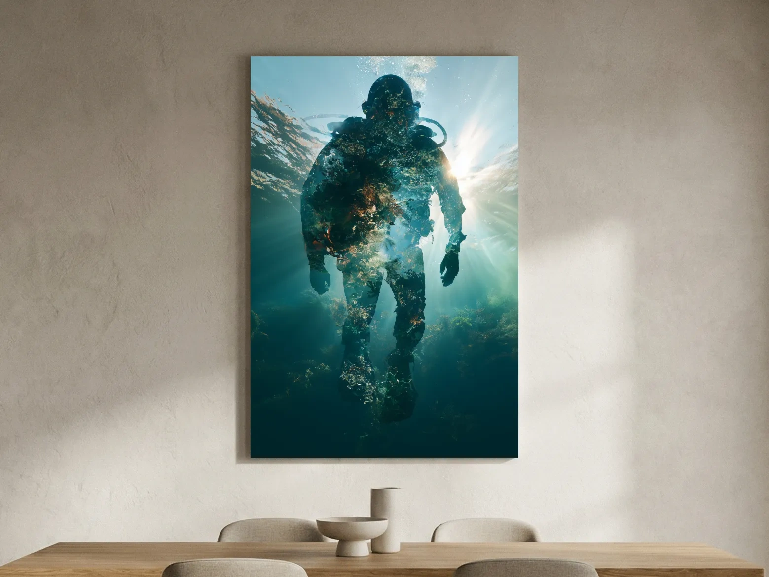 Surreal Scuba Diver Double Exposure - Photographic Wall Art