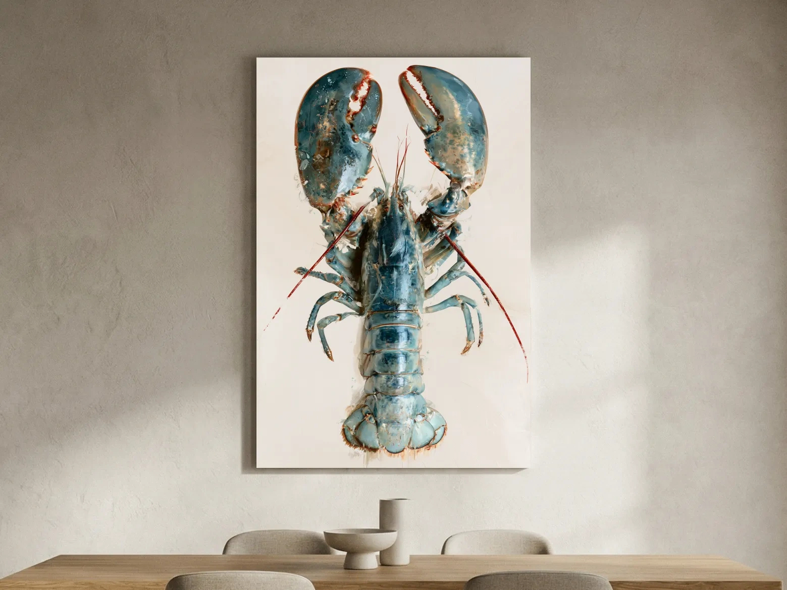Hamptons Lobster Illustration - Minimalist Coastal Marine Life Art