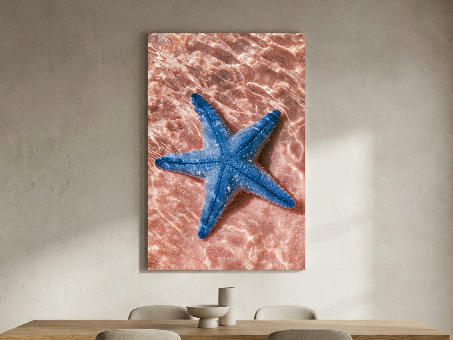Minimalist Starfish Underwater View - Photographic Marine Life Wall Art