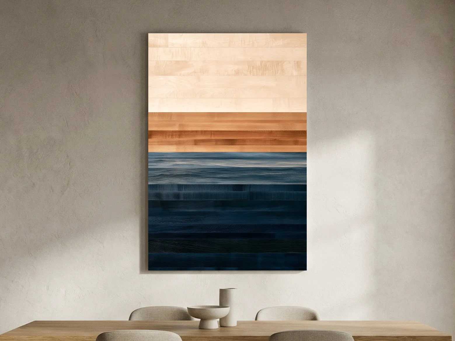 Minimalist Ocean Horizon - Mixed Media Seascape Wall Art