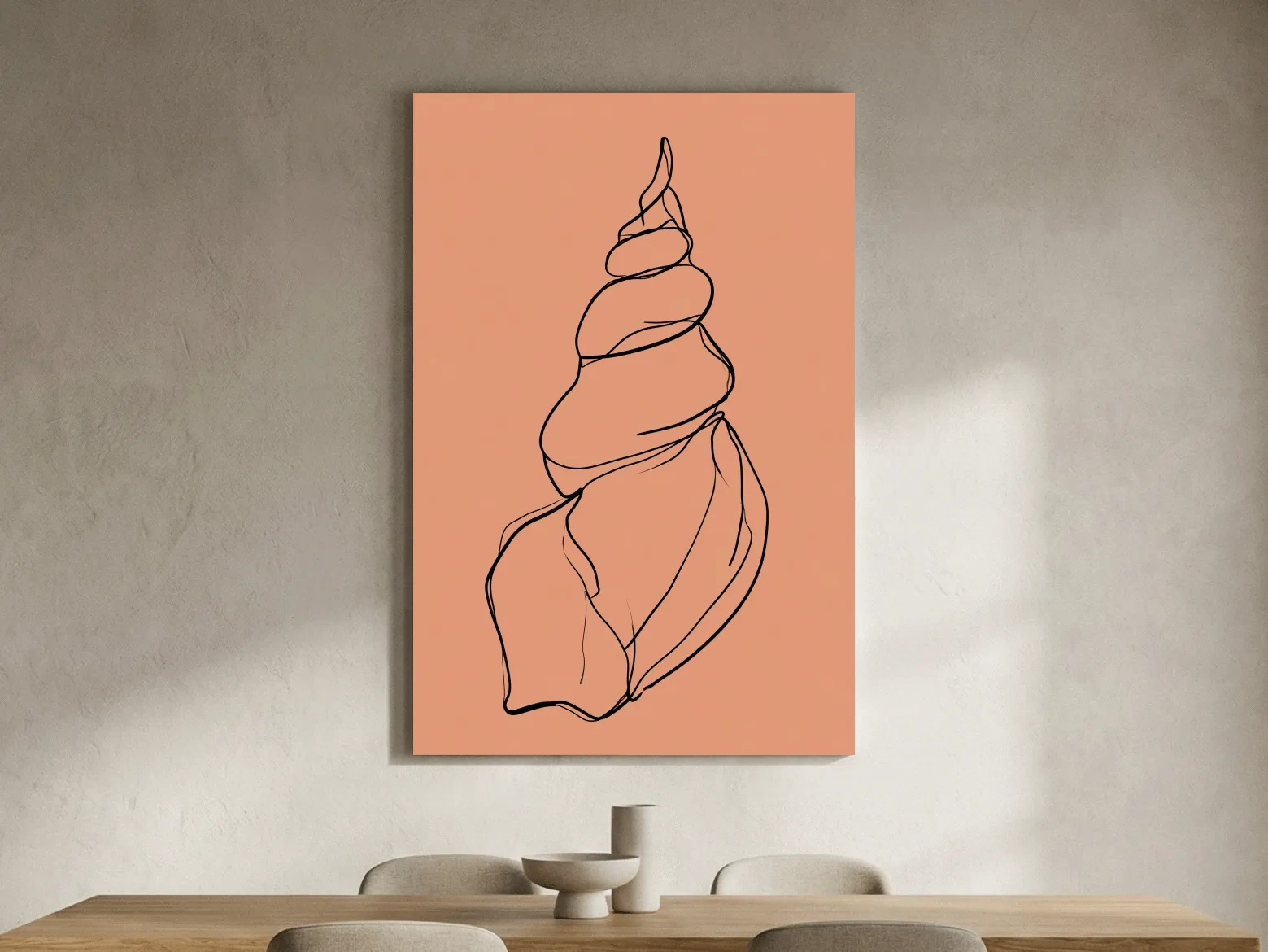 Minimalist Seashell Line Illustration - Boho Coastal Wall Art
