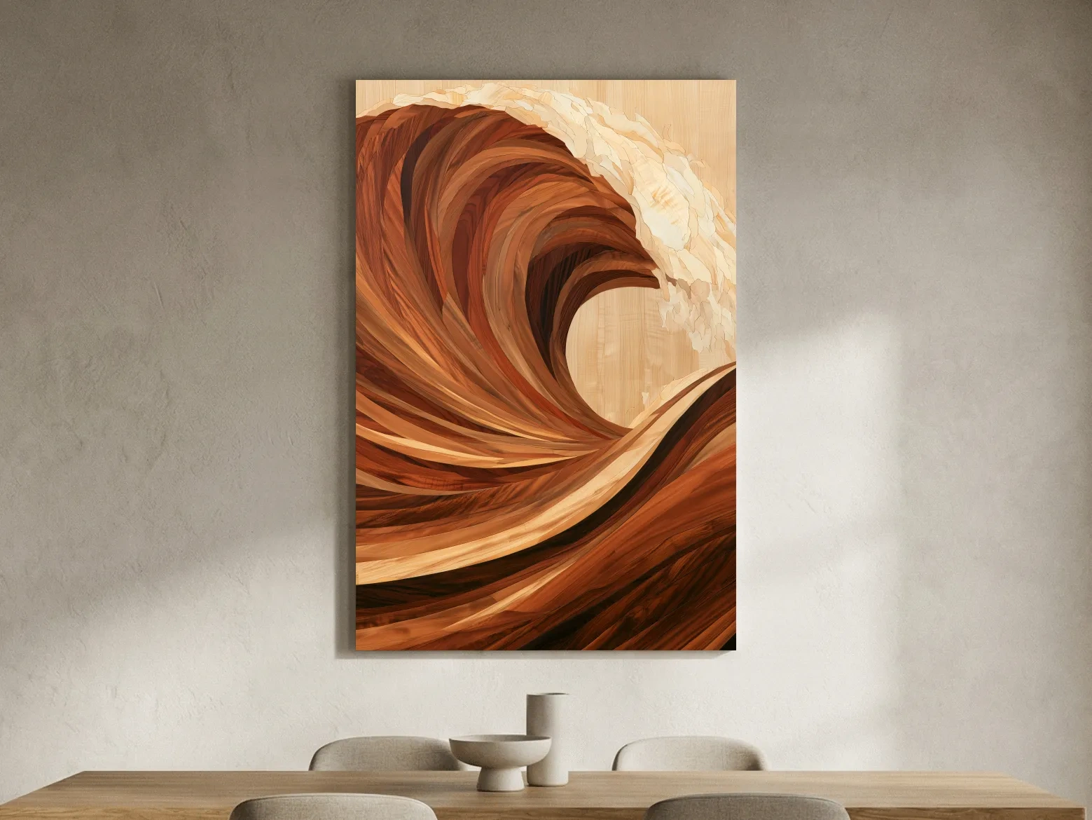 Wood Intarsia Crashing Wave - Ocean Wall Art