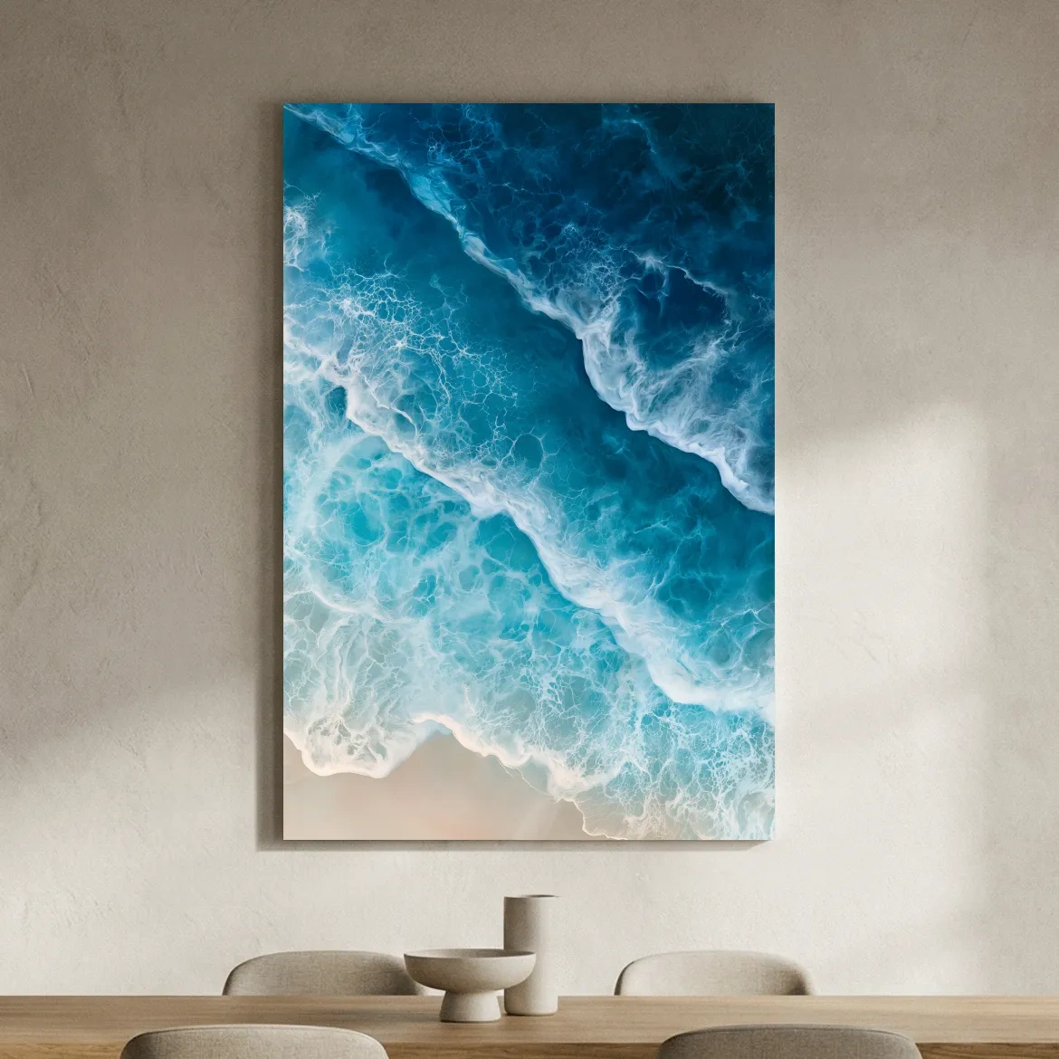Aerial Crashing Ocean Waves - Photographic Style Coastal Wall Art